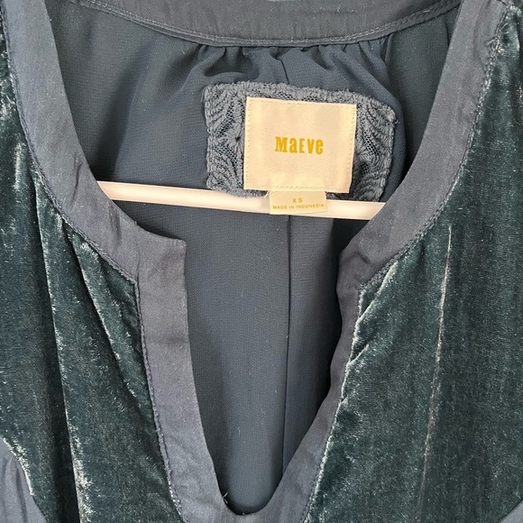 Maeve Anthropologie Ingrid Velvet Tunic Dress Navy mini XS - Picture 5 of 7